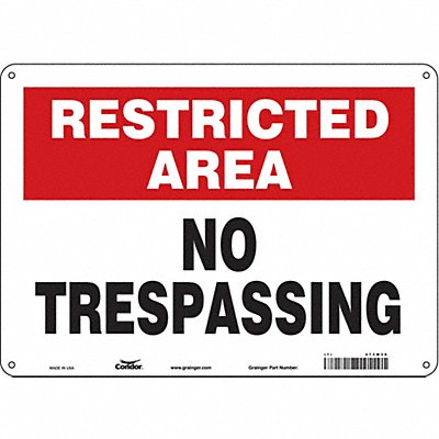 CONDOR 473M36 Safety Sign 10 inx14 in Aluminum