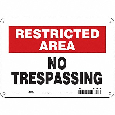 CONDOR 473M37 Safety Sign 7 in x 10 in Polyethylene