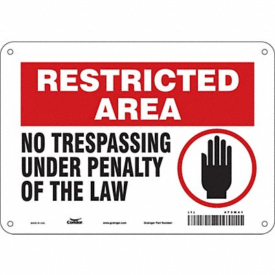 CONDOR 473M41 Safety Sign 7 in x 10 in Aluminum