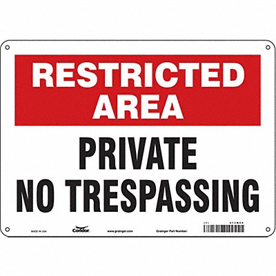 CONDOR 473M50 Safety Sign 10 inx14 in Polyethylene