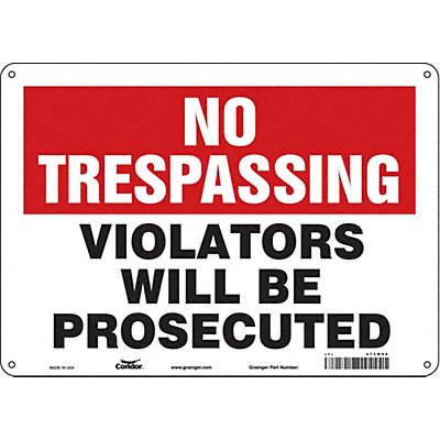CONDOR 473M66 Safety Sign 10 inx14 in Aluminum