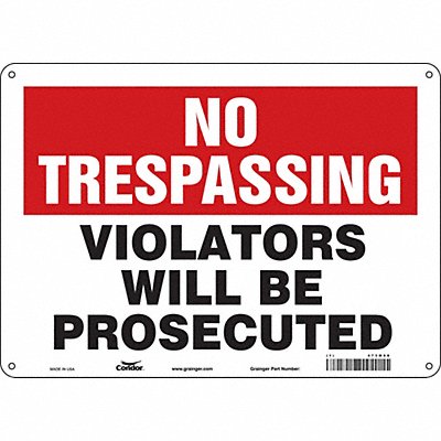 CONDOR 473M68 Safety Sign 10 inx14 in Polyethylene