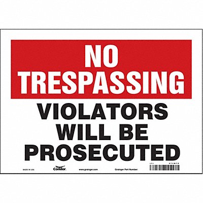 CONDOR 473M70 Safety Sign 10 inx14 in Vinyl
