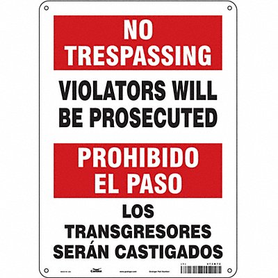 CONDOR 473M72 Safety Sign 14 inx10 in Aluminum