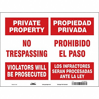 CONDOR 473M82 Safety Sign 18 inx24 in Vinyl