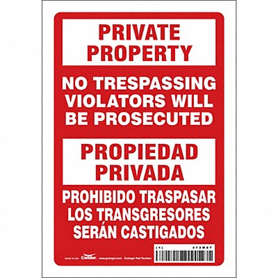 CONDOR 473M87 Safety Sign 10 in x 7 in Vinyl
