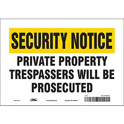 CONDOR 473N05 Safety Sign 7 inx10 in Vinyl