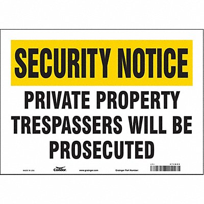 CONDOR 473N06 Safety Sign 10 in x 14 in Vinyl