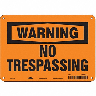 CONDOR 473N08 Safety Sign 7 in x 10 in Aluminum