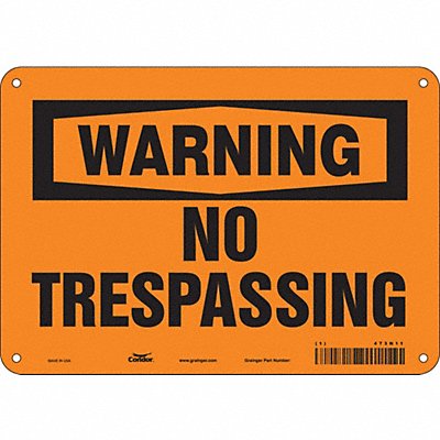 CONDOR 473N11 Safety Sign 7 in x 10 in Polyethylene