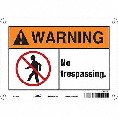 CONDOR 473N15 Safety Sign 7 in x 10 in Aluminum