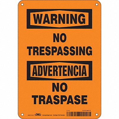CONDOR 473N21 Safety Sign 10 in x 7 in Aluminum