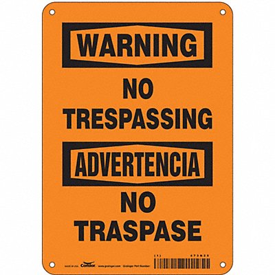 CONDOR 473N25 Safety Sign 10 in x 7 in Polyethylene