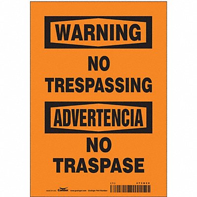 CONDOR 473N28 Safety Sign 10 in x 7 in Vinyl
