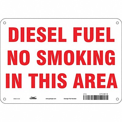 CONDOR 473N72 No Smoking Sign 7 in x 10 in Aluminum