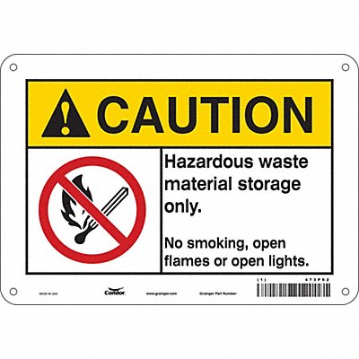 CONDOR 473P62 No Smoking Sign 7 in x 10 in Aluminum