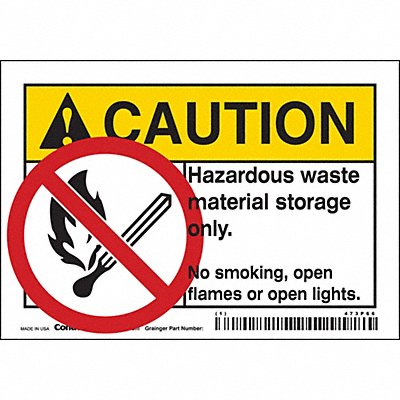 CONDOR 473P66 Safety Sign 3.5in x 5in Vinyl