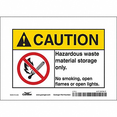 CONDOR 473P67 Safety Sign 5 inx7 in Vinyl