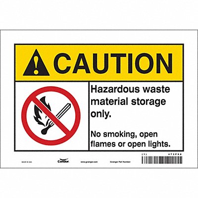 CONDOR 473P68 Safety Sign 7 in x 10 in Vinyl