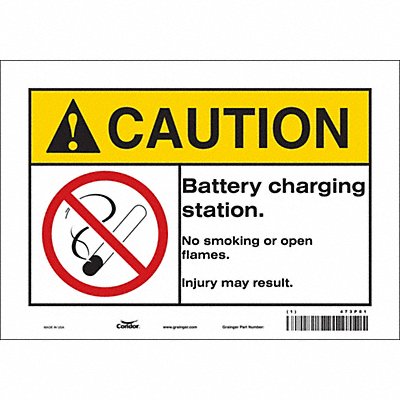 CONDOR 473P81 Safety Sign 7 inx10 in Vinyl