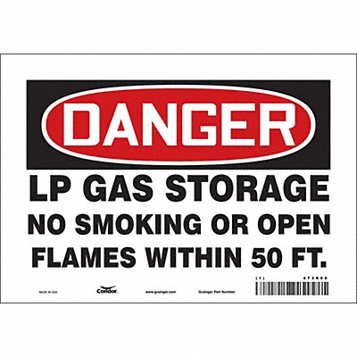 CONDOR 473R60 Safety Sign 7 inx10 in Vinyl