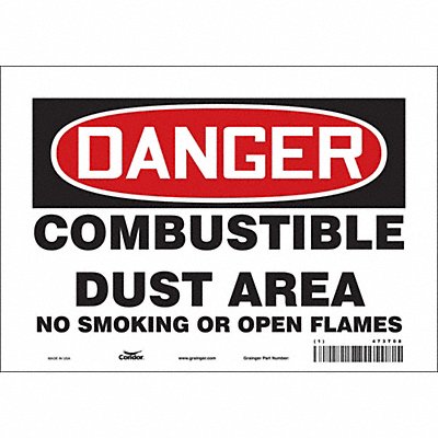 CONDOR 473T08 Safety Sign 7 in x 10 in Vinyl