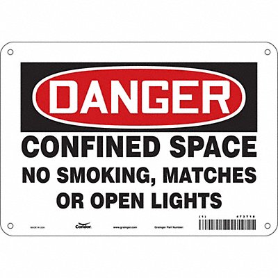 CONDOR 473T18 Safety Sign 7 in x 10 in Polyethylene