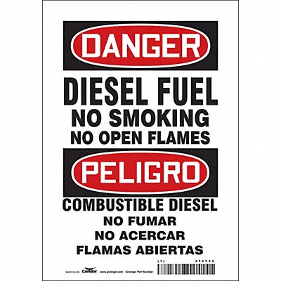 CONDOR 473T33 Safety Sign 10 inx7 in Vinyl