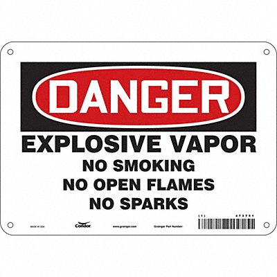 CONDOR 473T51 Safety Sign 7 in x 10 in Polyethylene