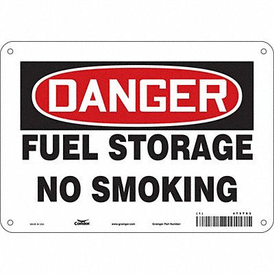 CONDOR 473T63 No Smoking Sign 7 in x 10 in Aluminum