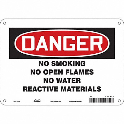 CONDOR 473U14 No Smoking Sign 7 in x 10 in Aluminum