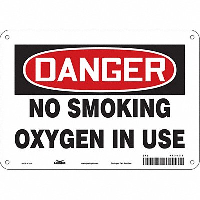 CONDOR 473U22 No Smoking Sign 7 in x 10 in Aluminum