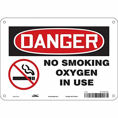 CONDOR 473U38 No Smoking Sign 7 in x 10 in Aluminum