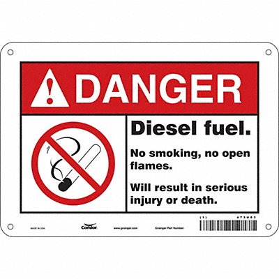 CONDOR 473U83 Safety Sign 7 in x 10 in Polyethylene