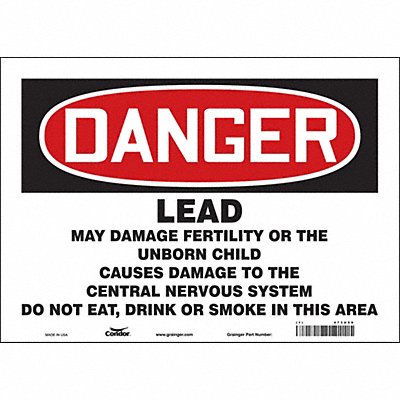 CONDOR 473U99 Safety Sign 10 in x 14 in Vinyl