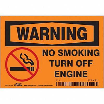 CONDOR 473V41 Safety Sign 3.5in x 5in Vinyl