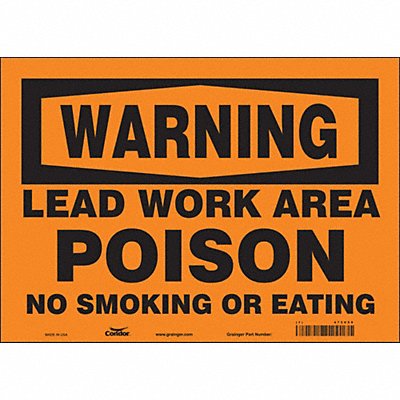 CONDOR 473V59 Safety Sign 10 in x 14 in Vinyl