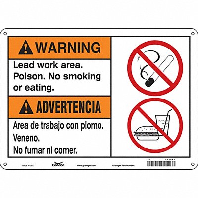 CONDOR 473V67 Safety Sign 10 inx14 in Aluminum