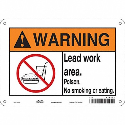 CONDOR 473V75 Safety Sign 7 inx10 in Polyethylene