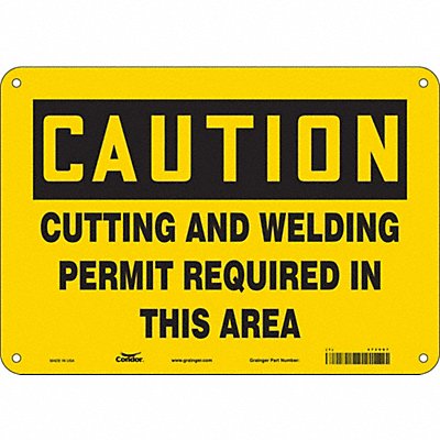 CONDOR 473V97 Safety Sign 7 in x 10 in Aluminum