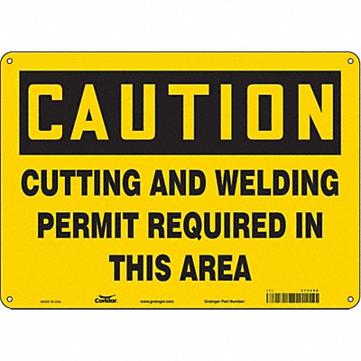 CONDOR 473V98 Safety Sign 10 in x 14 in Aluminum
