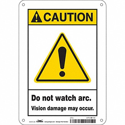 CONDOR 473W14 Safety Sign 10 in x 7 in Aluminum