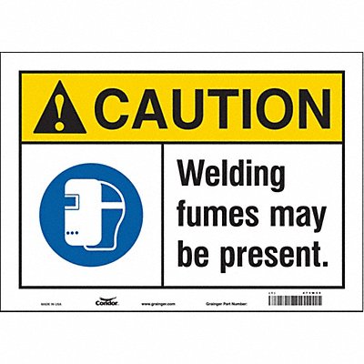 CONDOR 473W35 Safety Sign 10 inx14 in Vinyl