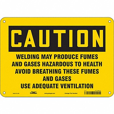 CONDOR 473W43 Safety Sign 7 in x 10 in Aluminum