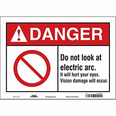 CONDOR 473W60 Safety Sign 10 in x 14 in Vinyl