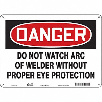 CONDOR 473W62 Safety Sign 10 inx14 in Aluminum