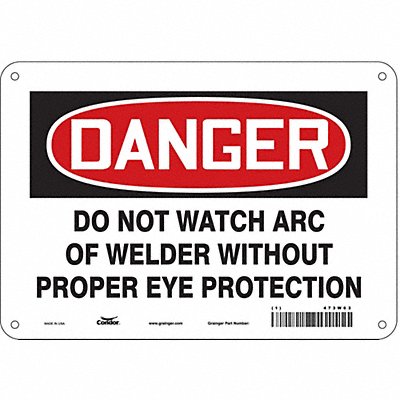 CONDOR 473W63 Safety Sign 7 inx10 in Polyethylene