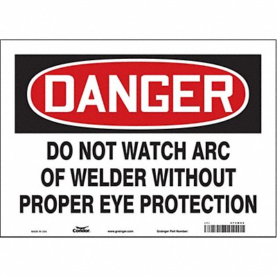 CONDOR 473W66 Safety Sign 10 inx14 in Vinyl