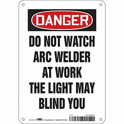 CONDOR 473W87 Safety Sign 10 inx7 in Polyethylene