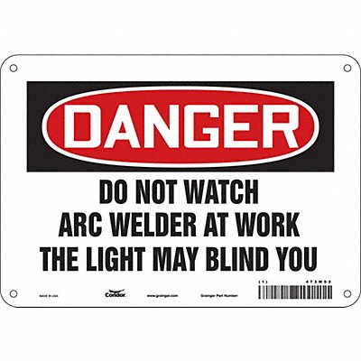 CONDOR 473W93 Safety Sign 7 in x 10 in Aluminum